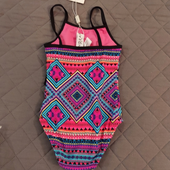 Multi colored ruffle swimsuit. - Picture 4 of 6